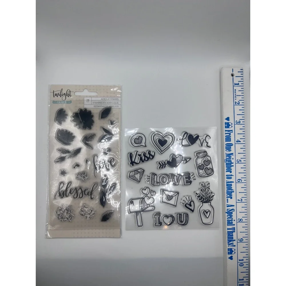 Mixed Lot Of Clear Rubber‎ Acrylic Stamps W Stamping Blocks Flowers Card Making